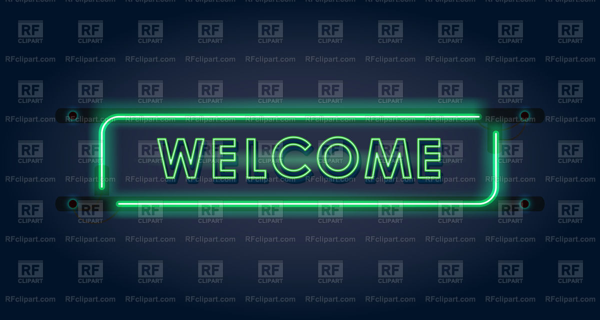 1200x640 Green Neon Welcome Sign On Dark Background Vector Image Of Signs