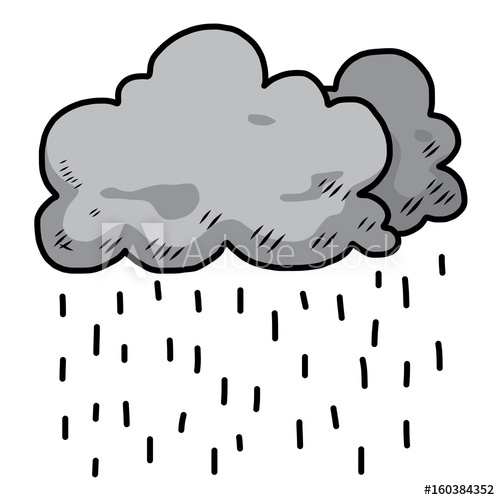 500x500 Dark Cloud And Rain Cartoon Vector And Illustration, Hand Drawn