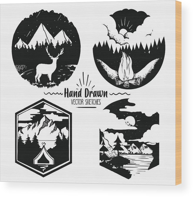 655x666 Hand Drawn Icon Set Trendy Collection Of Outdoor Company, Camping