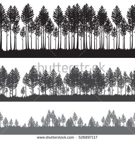 450x470 Seamless Vector Pine Forest Landscape Beautiful Hand Drawn