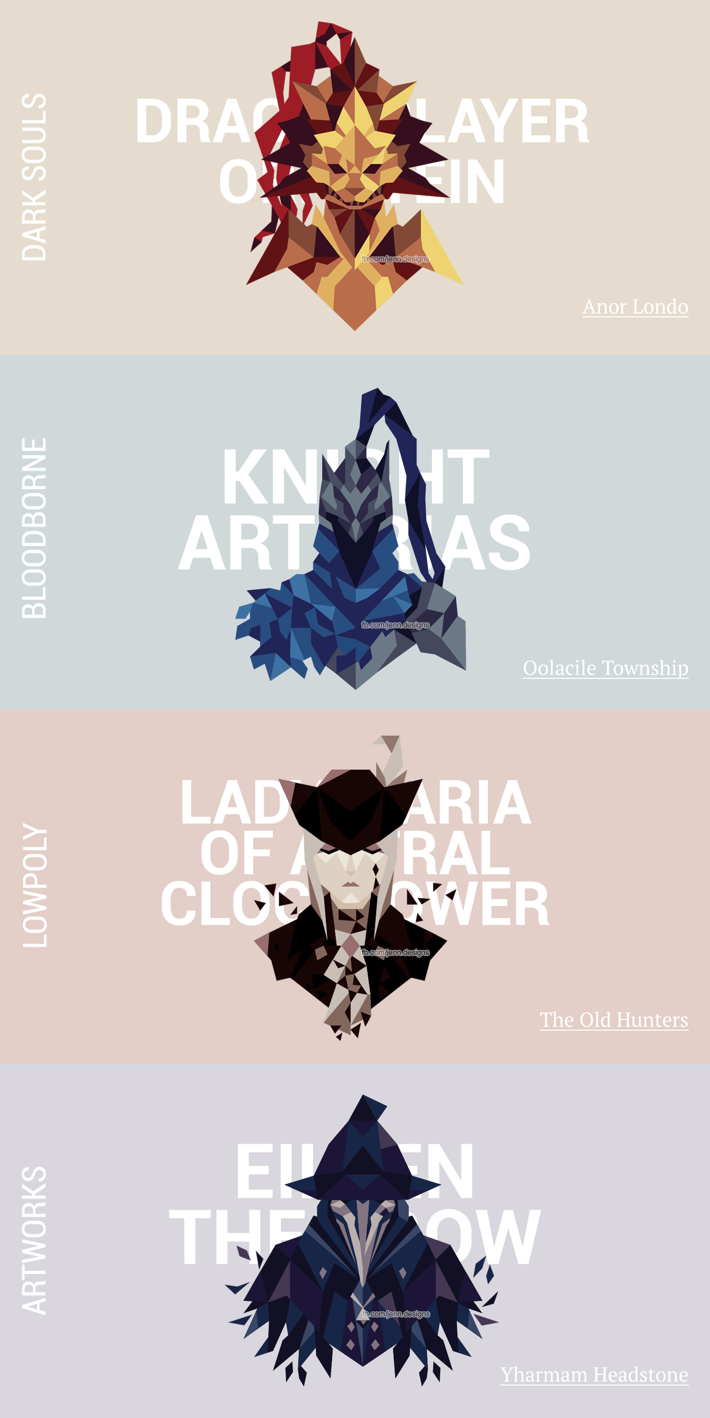 1400x2797 Dark Souls Bloodborne Lowpoly On Behance