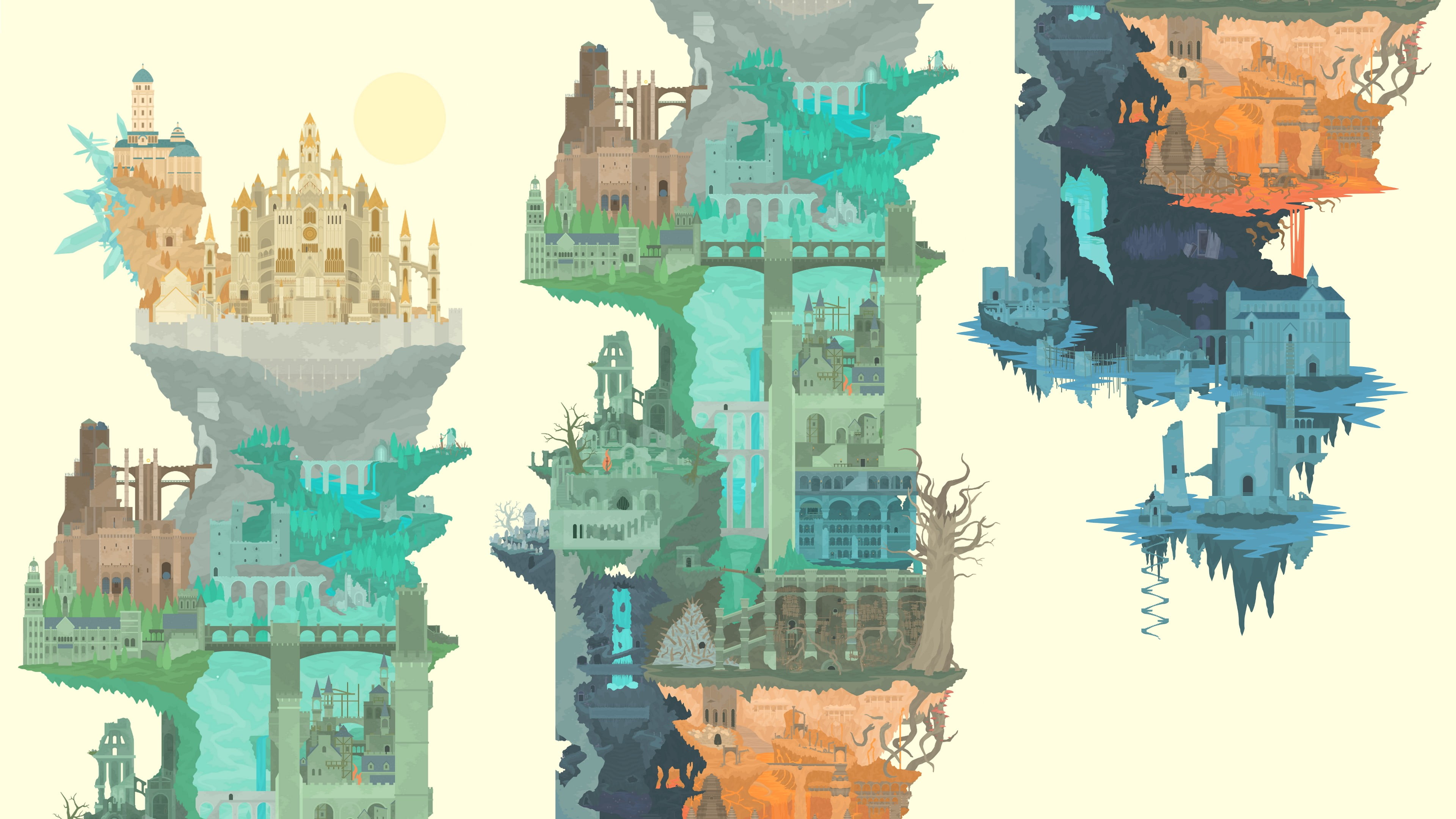 3840x2160 Assorted Color Castles Illustration, Dark Souls, Video Games