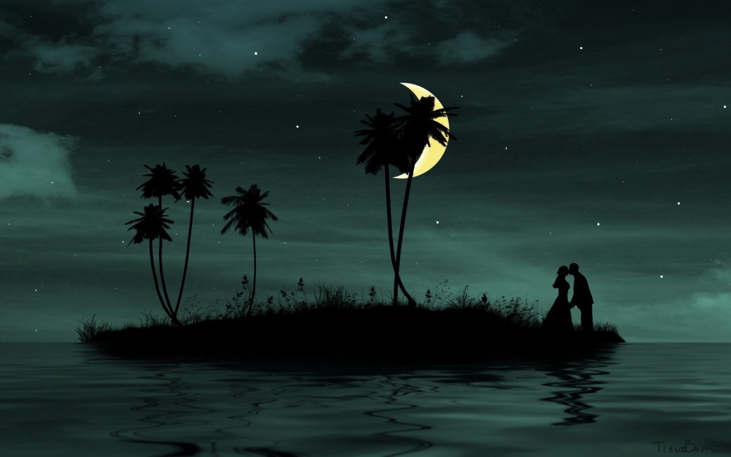 1040x650 Couple Love Kiss Island Dark Vector