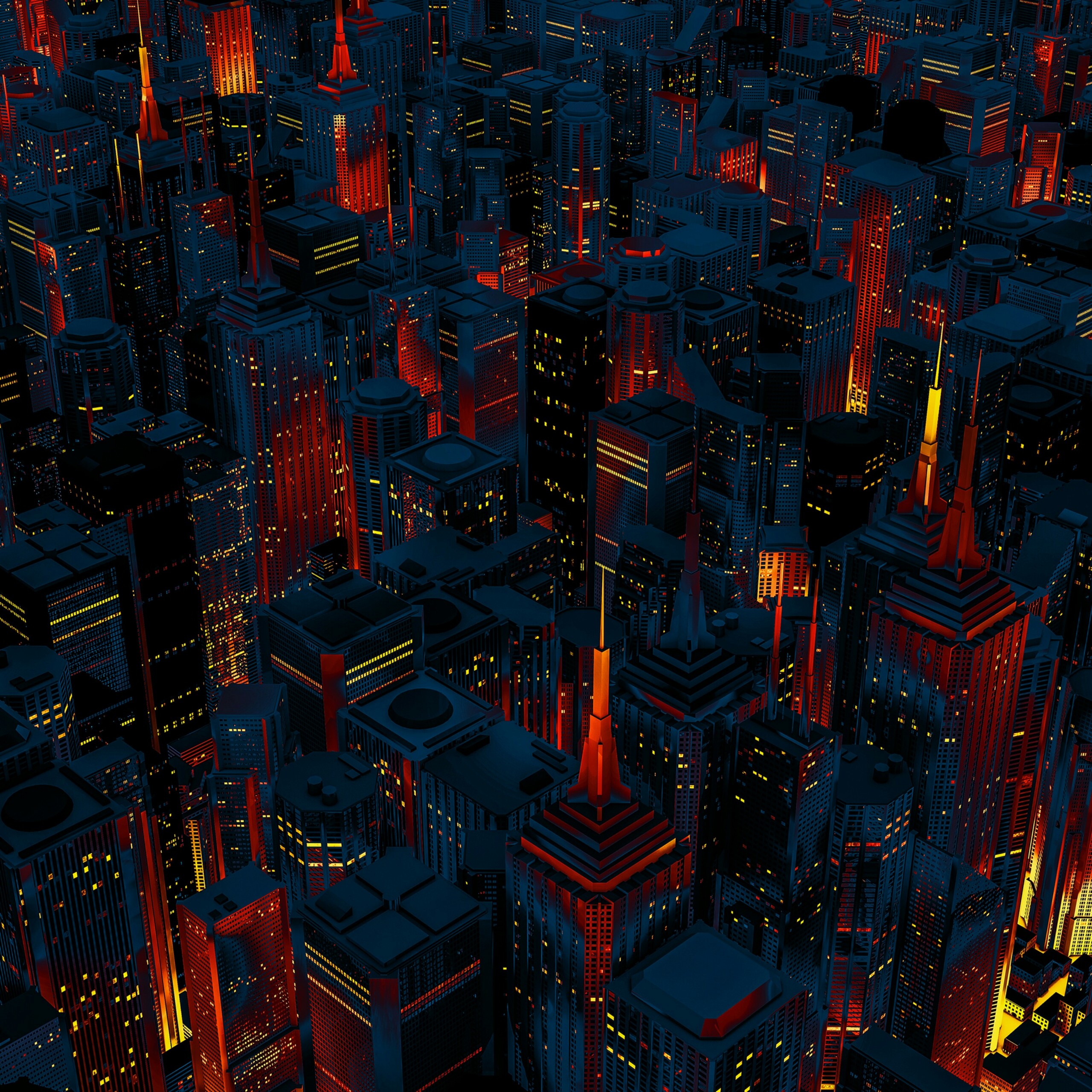 2560x2560 A Dark City Vector Qhd Wallpaper