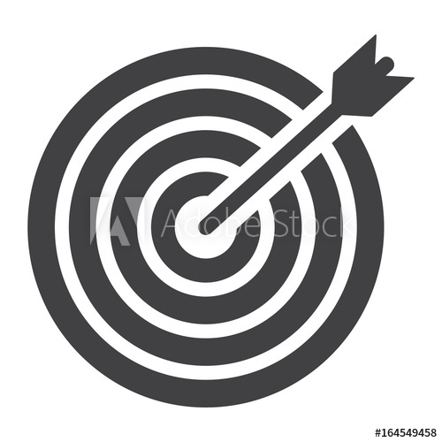 500x500 Target Solid Icon, Business And Dartboard, Vector Graphics