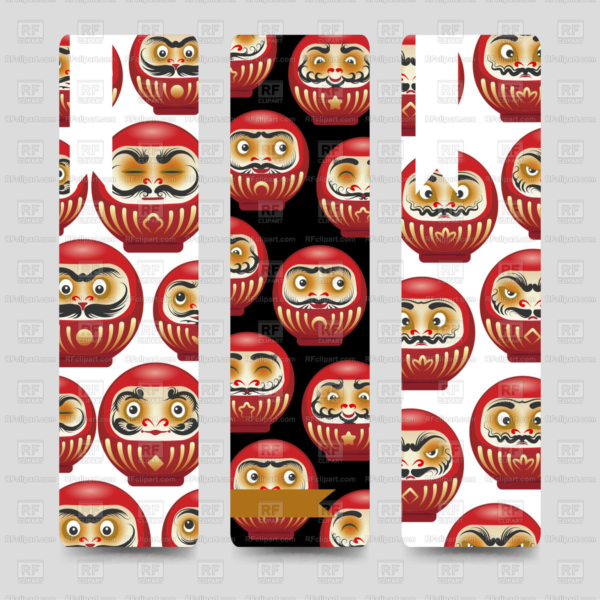 1200x1200 Japanese Red Daruma Dolls Bookmarks Collection Vector Image