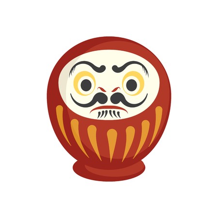 450x450 Traditional Japanese Daruma Doll With Both Eyes Flat Vector