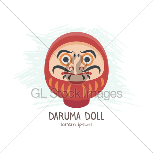 500x500 Vector Illustration Of Daruma Doll Japanese Traditional D Gl