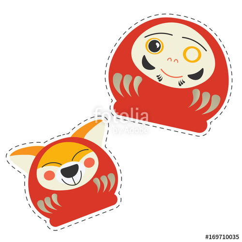 500x500 Vector Cartoon Stickers Templates For Japanese Lunar New Year