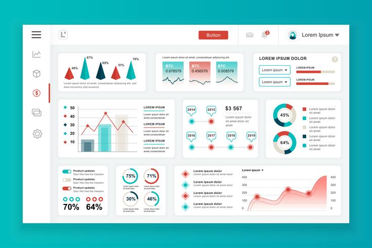 Dashboard Admin Panel Vector Design Template With Infographic 735x490 Dashboard Admin Panel Vector Design Template With Infographic