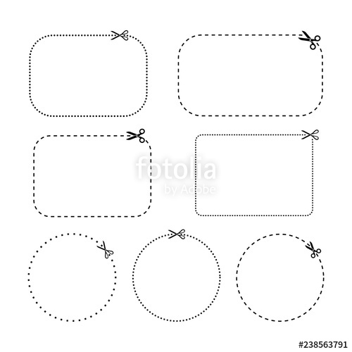 500x500 Oval Rectangle And Circle Coupons Vector Templates Coupons Dashed