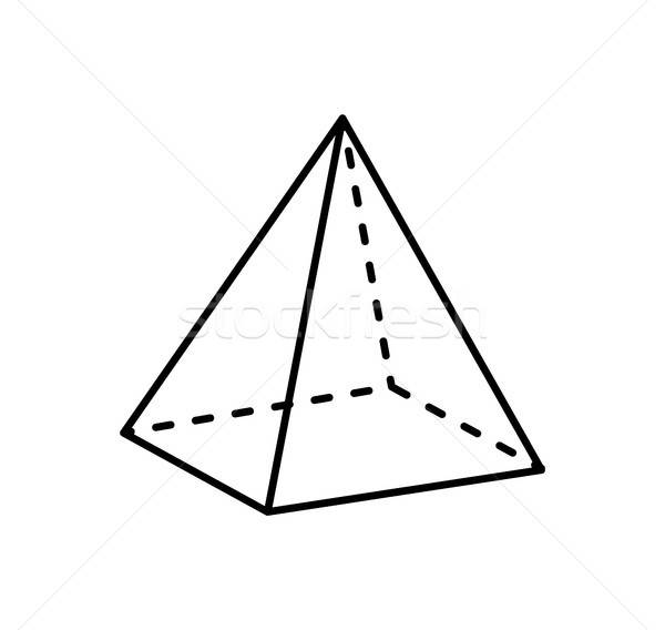 600x568 Square Pyramid Projection Straight And Dashed Line Vector