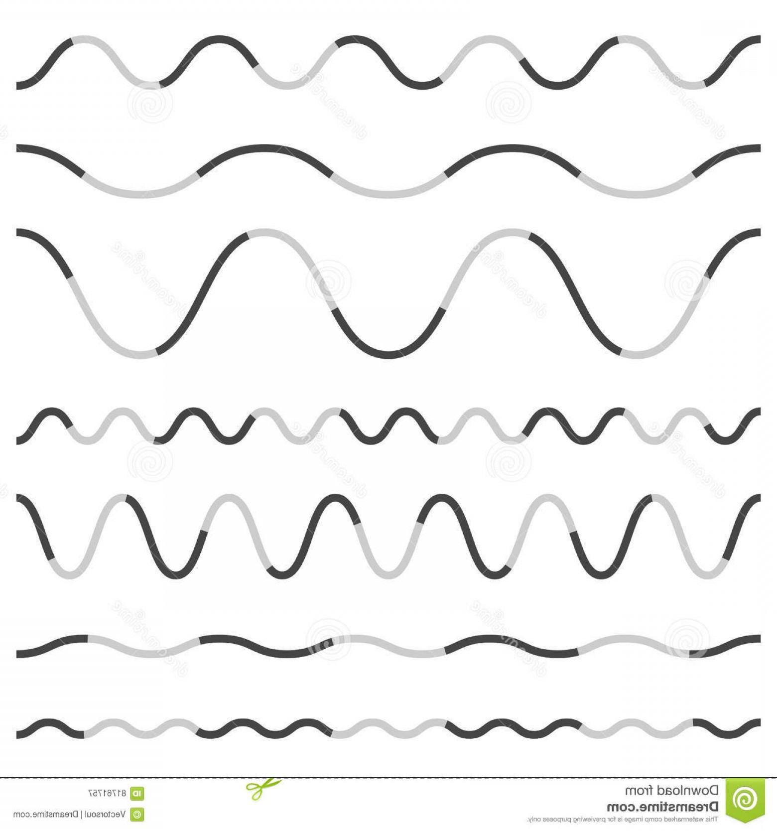 1560x1668 Stock Illustration Set Various Wavy Curved Dashed Line Stripe