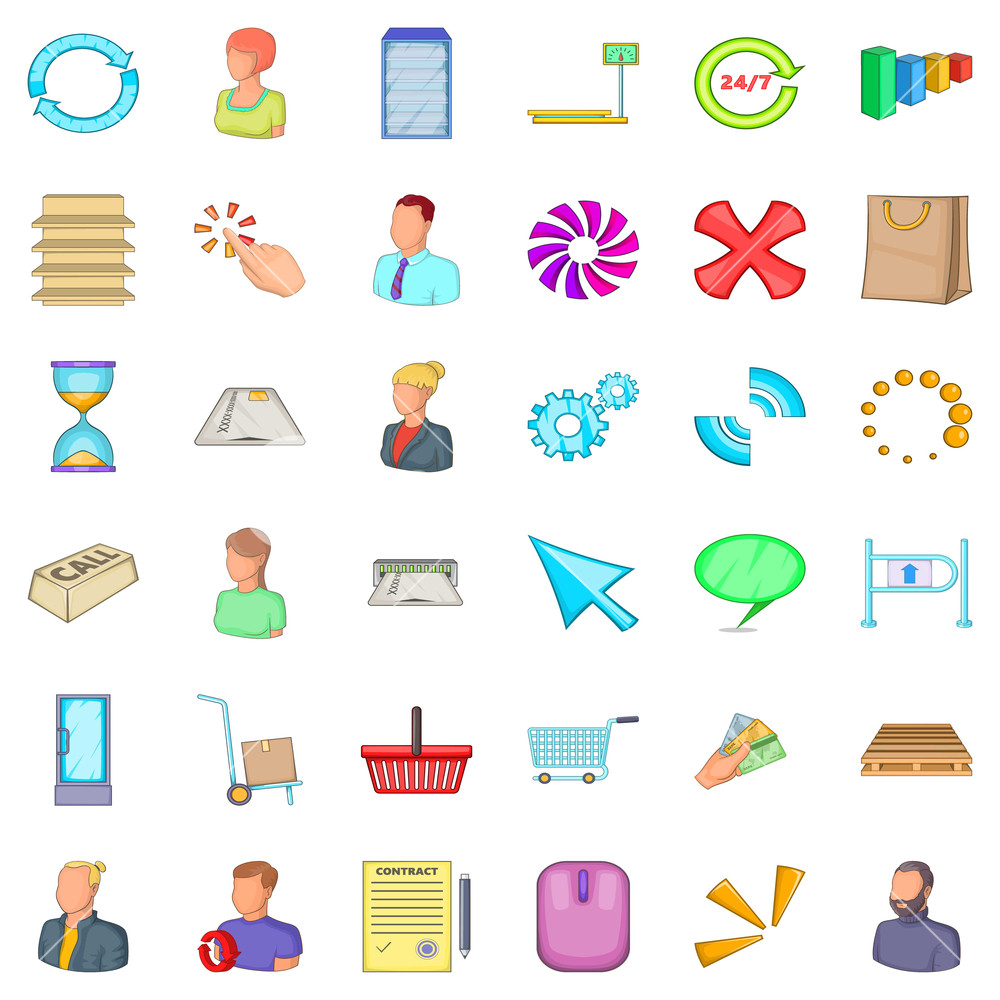 Business Database Icons Set Cartoon Style Of Business Database 1000x1000 Business Database Icons Set Cartoon Style Of Business Database