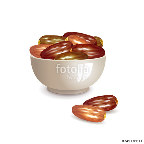 500x500 Dates Fruit In A Glass Bowl, Islamic Food For Ramadan Stock Image