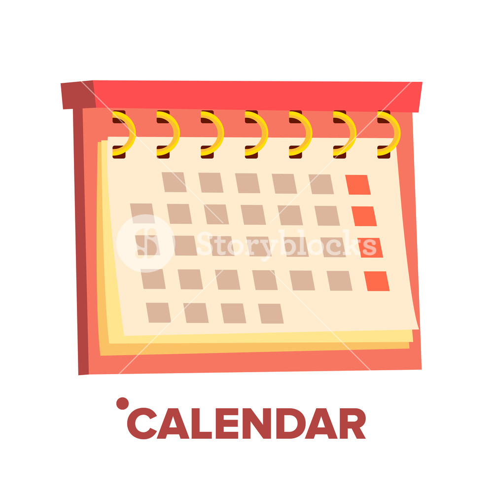 1000x1000 Calendar Icon Vector Annual Object Date Isolated Flat Cartoon