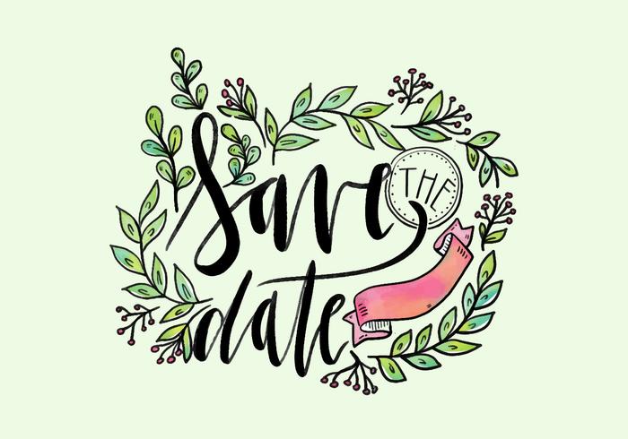 700x490 Green Watercolor Lettering Save The Date Vector