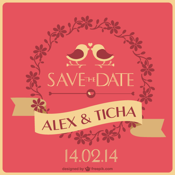 600x600 Save The Date Wedding Card Template Vector