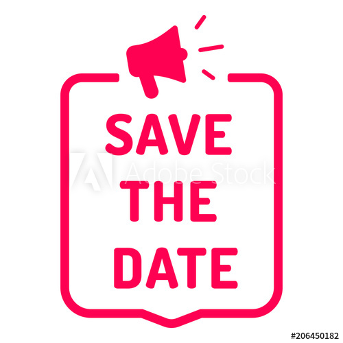 500x500 Save The Date Badge With Megaphone Icon Flat Vector Illustration
