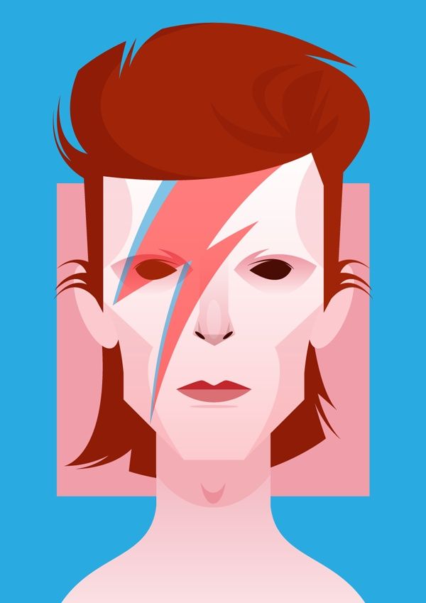 600x849 David Bowie Vector Portrait Music Illustration Vector Portrait