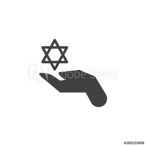 500x500 Hand With David Star Vector Icon Filled Flat Sign For Mobile