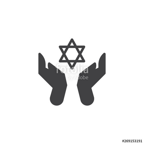 500x500 Hands Hold David Star Vector Icon Filled Flat Sign For Mobile