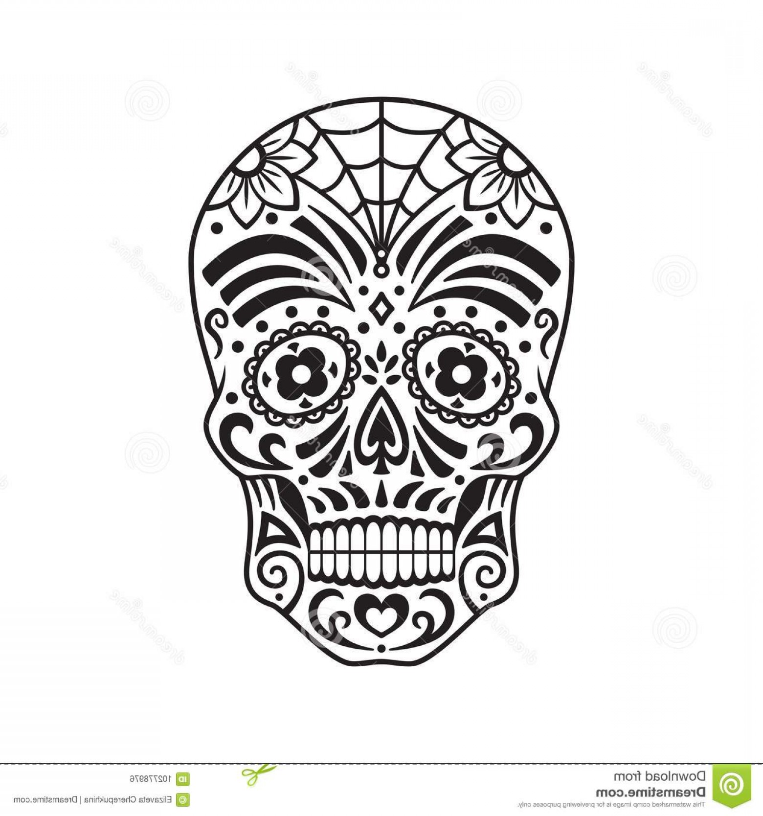 Sugar Skull Black Tattoo Mexican Day Dead Vector Illustration 1560x1668 Sugar Skull Black Tattoo Mexican Day Dead Vector Illustration