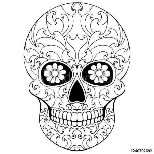 Day Of The Dead Skull With Floral Ornament Mexican Sugar Skull 500x500 Day Of The Dead Skull With Floral Ornament Mexican Sugar Skull