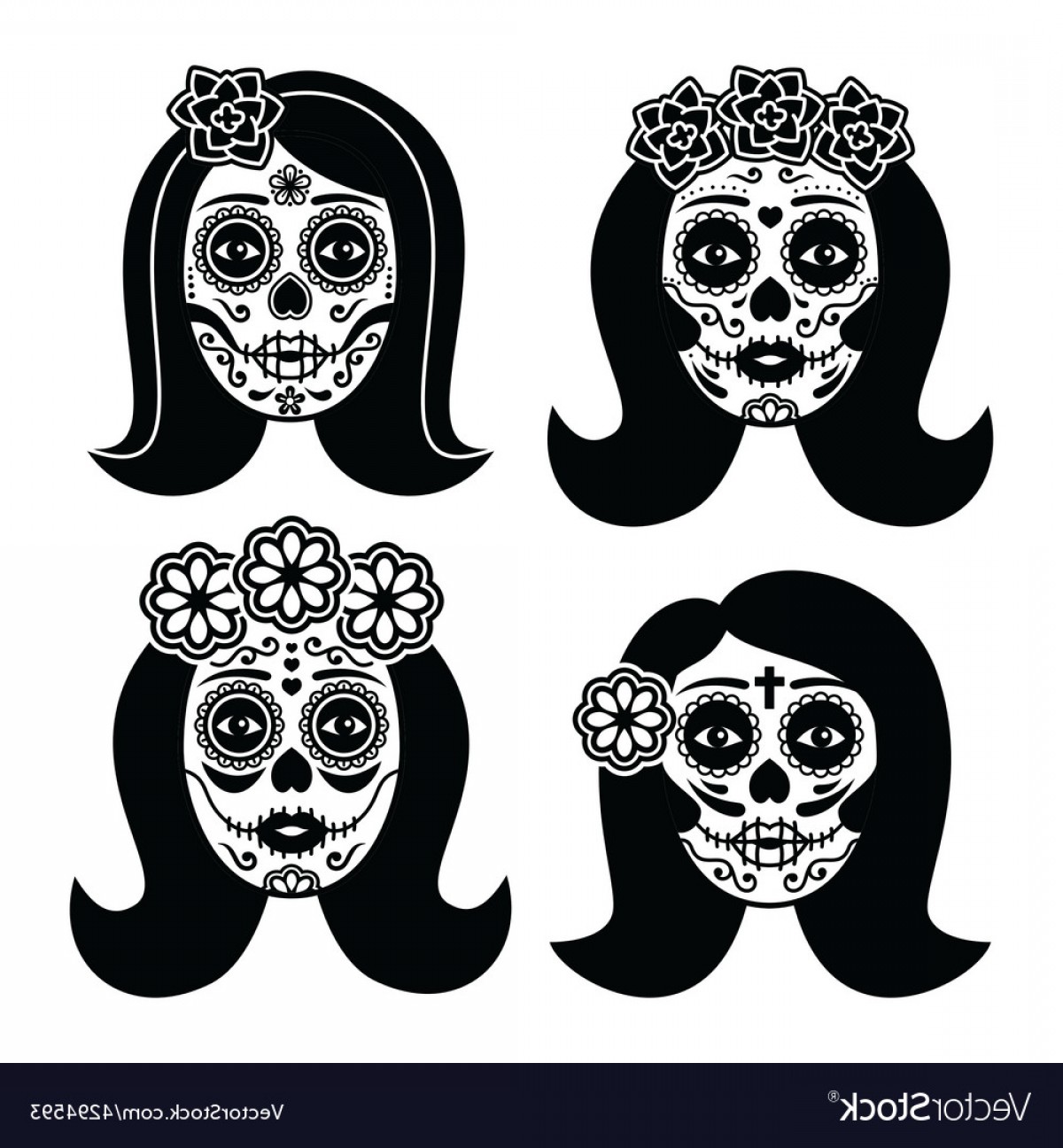 1200x1296 Mexican La Catrina Day Of The Dead Girl Skull Vector Hoodamathrun