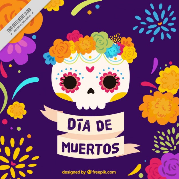 626x626 Mexican Skull With Flowers For Day Of The Dead Vector Free Download