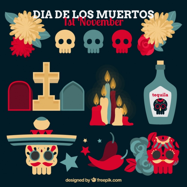 626x626 Various Elements Of The Day Of The Dead Vector Free Download