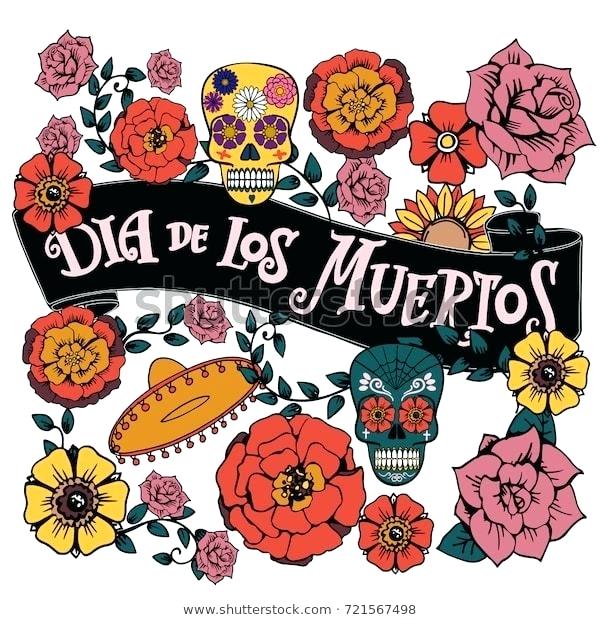 600x620 Mexican Day Of The Dead Flowers Vector