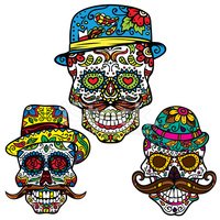 200x200 Day Of The Dead Vector Set Hipster Sugar Skulls Stock Vectors