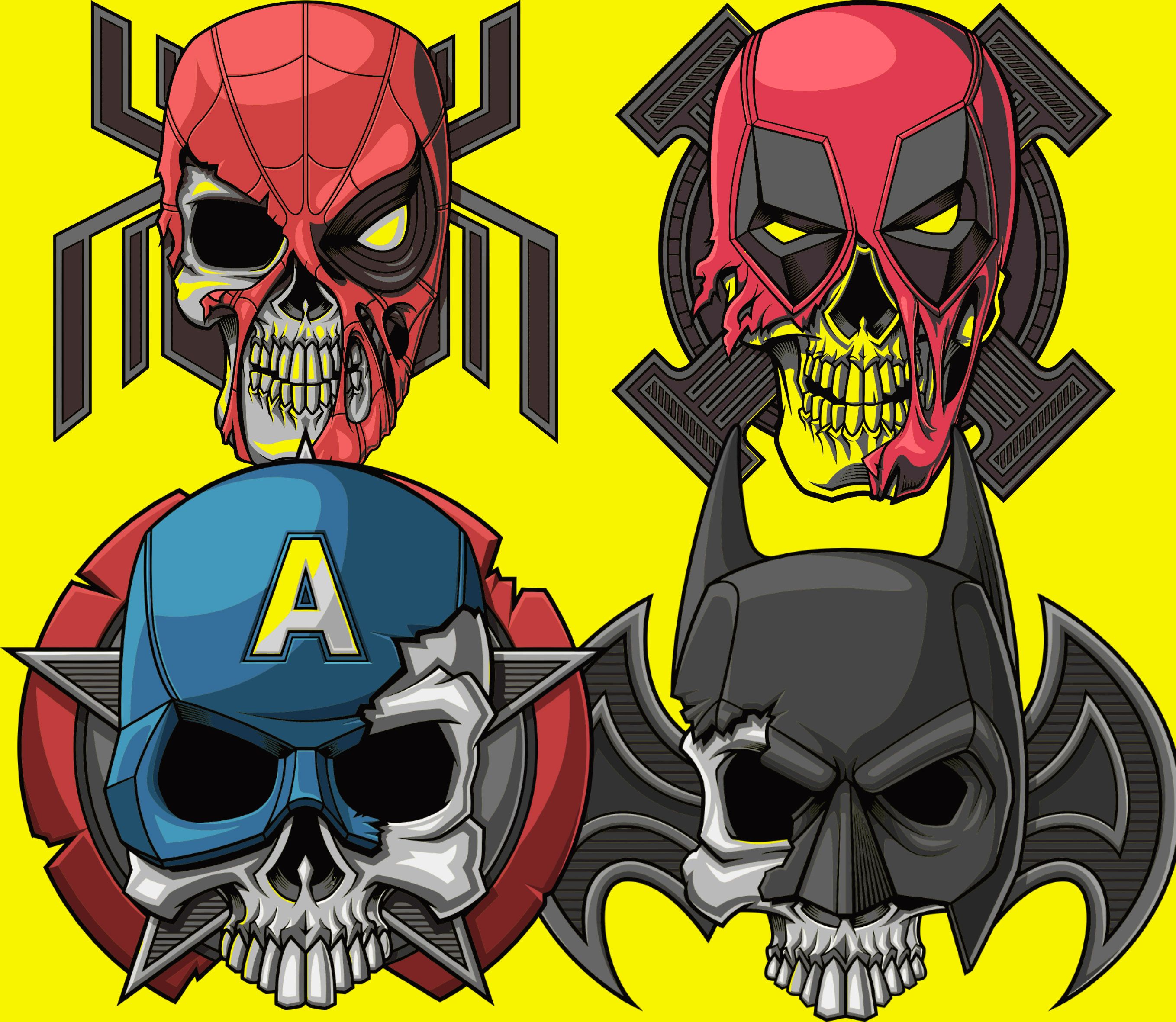 2717x2362 Superhero Skull Captain America Spiderman Deadpool Batman Dead