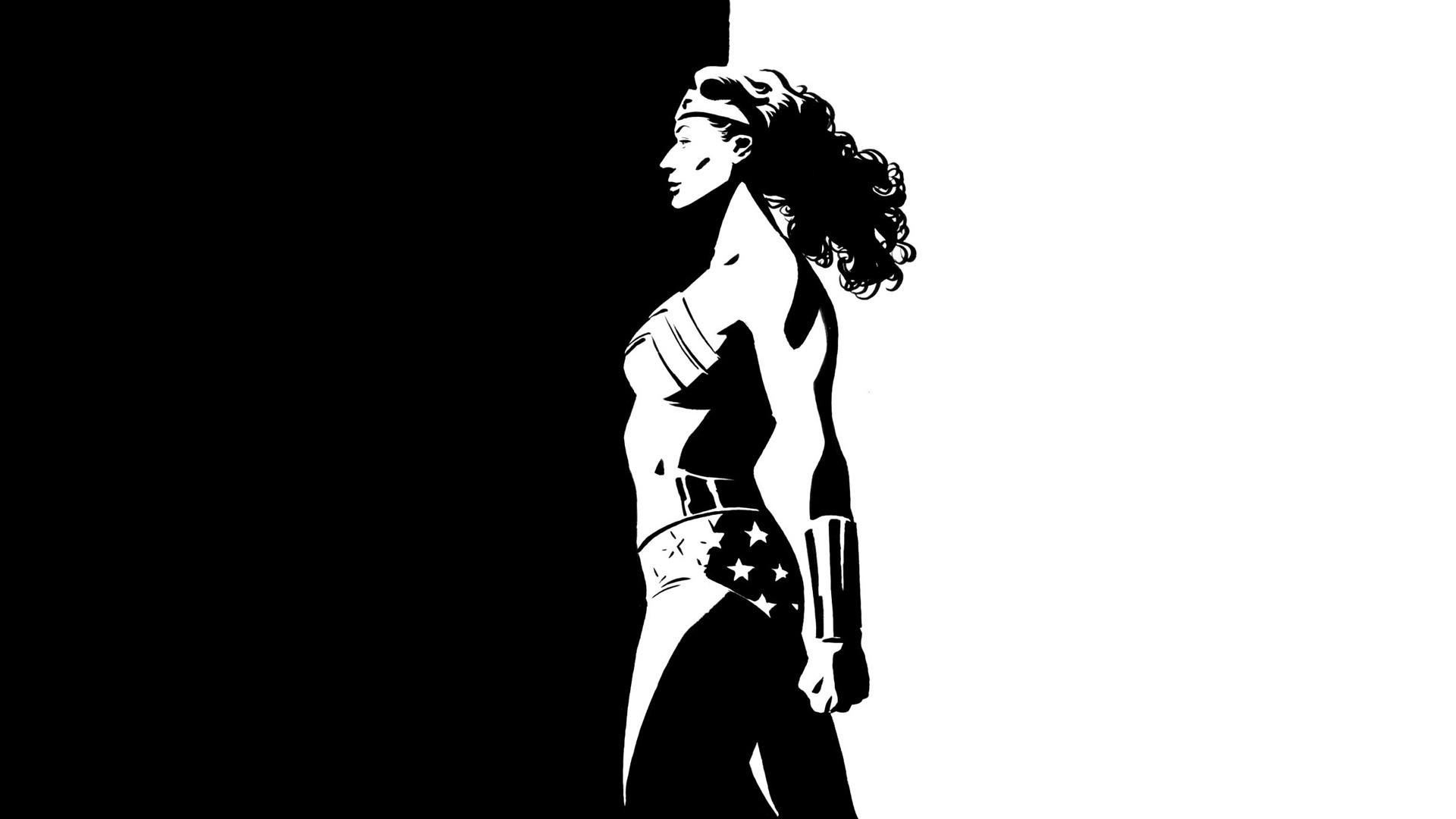 1920x1080 Black And White Dc Comics Vector Wonder Woman Wallpaper