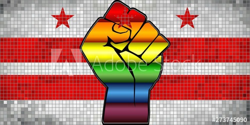 500x251 Shiny Lgbt Protest Fist On A Washington D C Flag