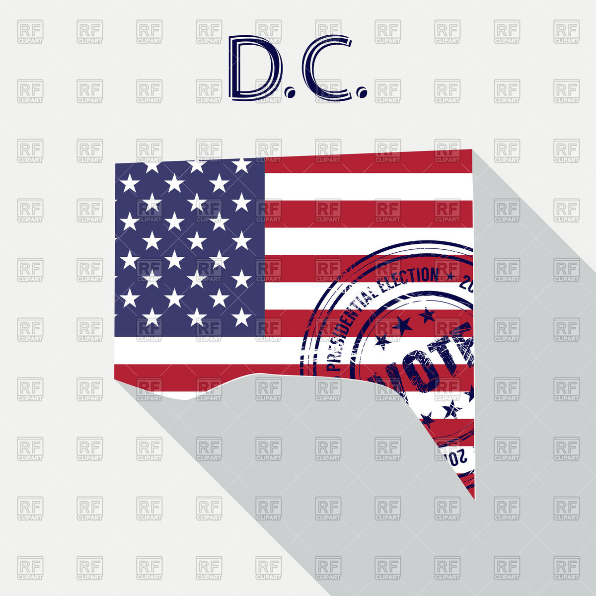 1200x1200 State Of Washington, D C Map With Flag And Presidential Day Vote