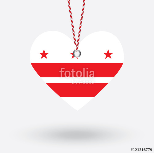 500x499 Washington Dc Flag In The Shape Of A Heart With Hang Tags Stock