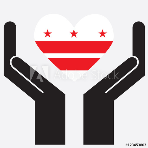 500x500 Hand Showing Washington Dc Flag In A Heart Shape Vector