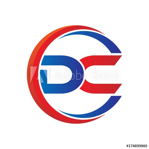 500x500 Dc Logo Vector Modern Initial Swoosh Circle Blue And Red