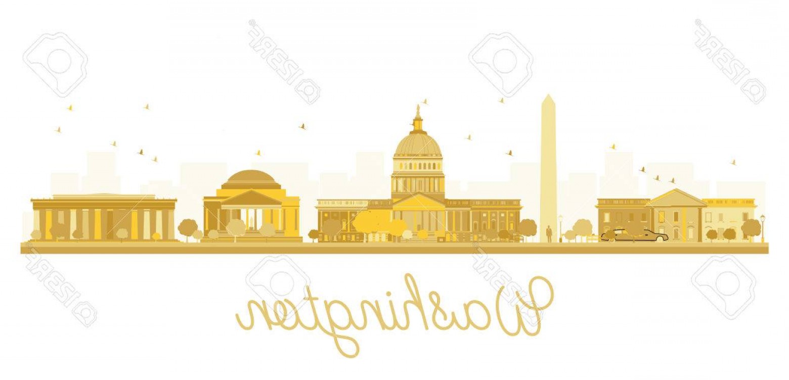 1560x752 Photostock Vector Washington Dc City Skyline Golden Silhouette