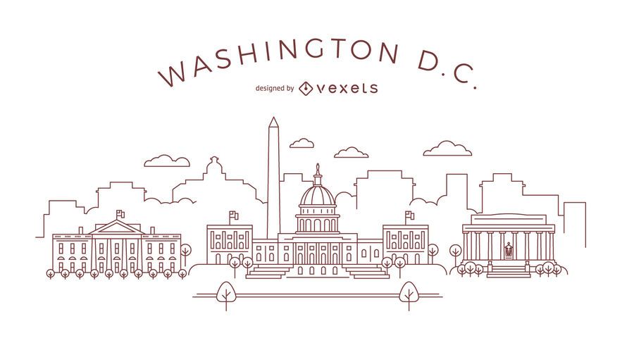 900x480 Stroke And Thin Line Minimalist Washington Dc Skyline Vector