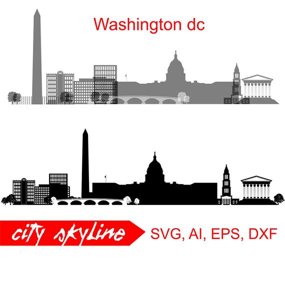 570x570 Washington Dc Capital Vector Skyline D C Silhouette Etsy