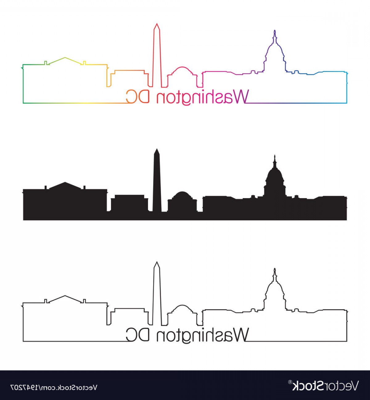 1200x1296 Washington Dc Skyline Linear Style With Rainbow Vector Hoodamathrun