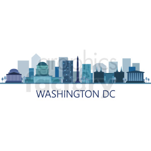 300x300 Washington City Skyline Vector Design With Label Clipart Royalty