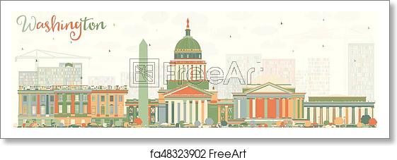 561x227 Free Art Print Of Abstract Washington Dc Skyline With Color