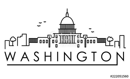 500x305 Outline Washington Dc Usa City Skyline With Modern Buildings