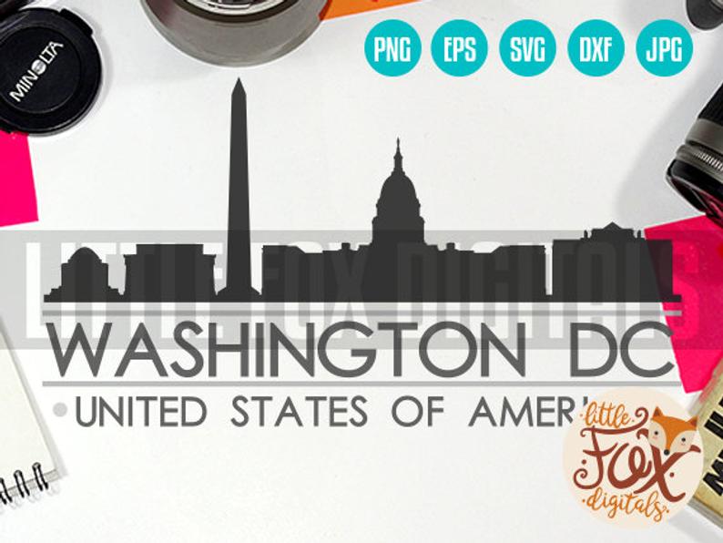 794x596 Vector Washington Dc Usa Skyline City East Etsy