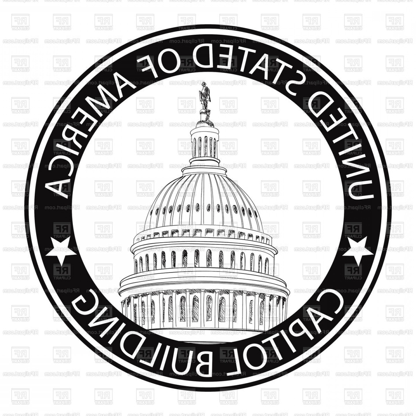 1440x1440 Sticker With Capitol Building Washington Dc Stamp With Capitol Usa