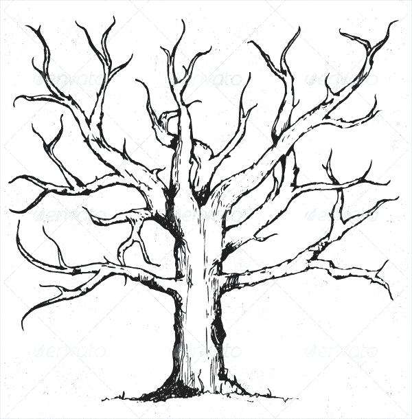 600x610 Dead Tree Vector Stencil Template Definition Powerpoint Vectors